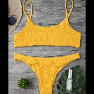 NWT Mustard Smocked Bikini